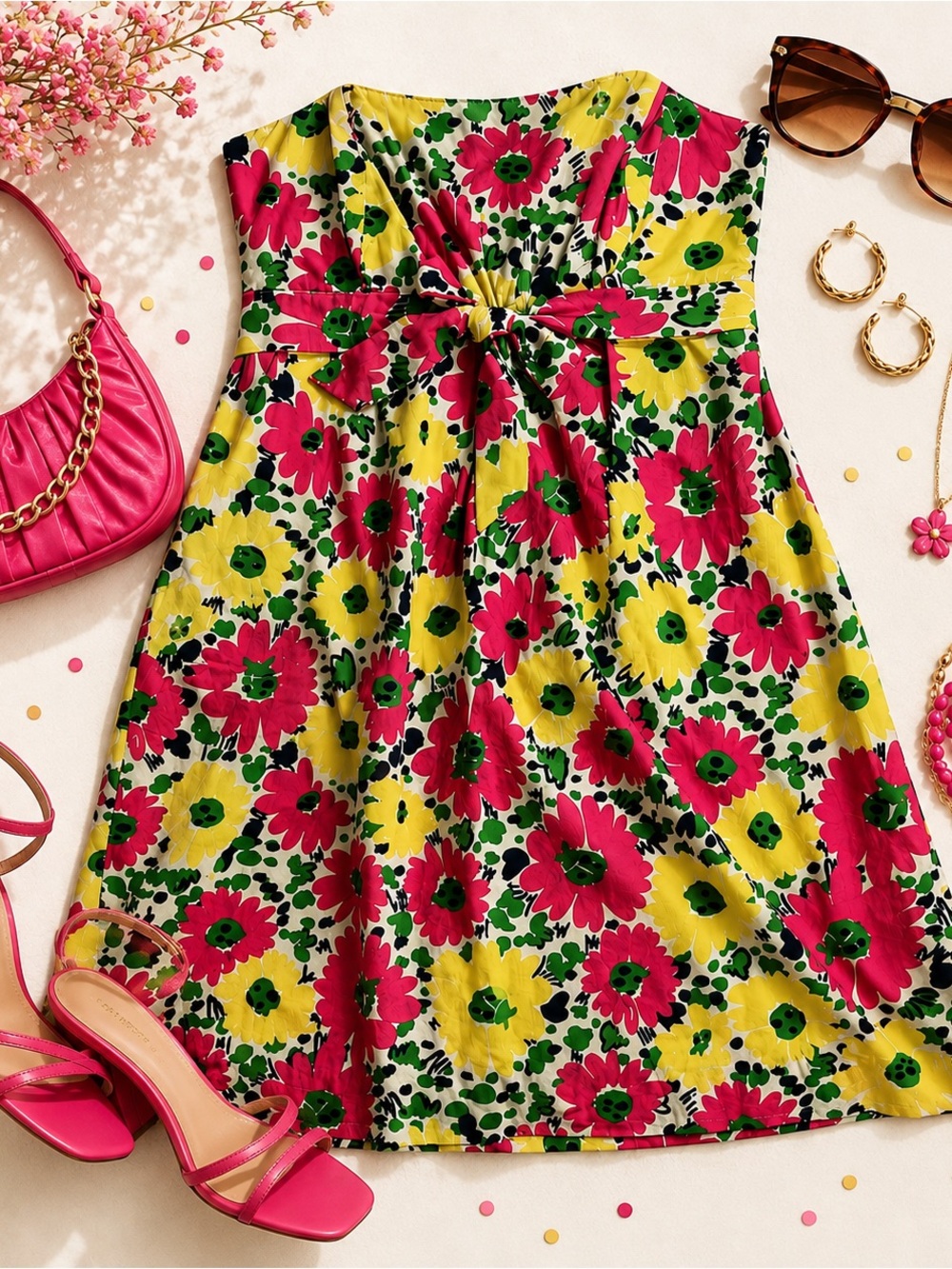 Lilly Pulitzer Avalon’s Doodle Bug Daisy Floral Strapless Dress Size 2